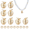 14Pcs Brass Apple Charms, Nickel Free, with 14Pcs Open Jump Rings, Real 18K Gold Plated, 10x8x7.5mm, Hole: 0.8mm