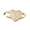 Brass Micro Pave Clear Cubic Zirconia Connector Charms, Real 18K Gold Plated, Long-Lasting Plated, Cadmium Free & Lead Free, Rack Plating, Heart, 21x11x2.5mm, Hole: 3x2.5mm and 4.5x3.5mm