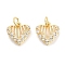 Brass Zircon Pendants, with Jump Ring, Cadmium Free & Nickel Free & Lead Free, Heart, Clear, Real 18K Gold Plated, 12x11.5x5x3mm