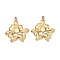Ion Plating(IP) 304 Stainless Steel Pendants, Flower Charm, Real 18K Gold Plated, 21.5x20x3mm, Hole: 1.5mm