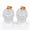 Electroplate K9 Glass Pendants, with Golden Plated Brass Bails, Skull, Halloween, Clear AB, 25x26~27x19mm, Hole: 5x3mm