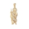 Brass Clear Cubic Zirconia Pendants, Long-Lasting Plated, God, Clear, 47x18x3.5mm, Hole: 8x5.5mm