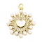 Brass Micro Pave Cubic Zirconia Enamel ABS Imitation Pearl Pendants, Heart Charms, with Jump Ring, Real 16K Gold Plated, White, 24.5x21x4.5mm