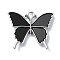 Acrylic Charms, with Alloy Finding, Butterfly Charms, Black, 25x30x3.5mm, Hole: 3mm