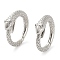 Snake Rack Plating Brass with Cubic Zirconia Twister Clasp, Long-Lasting Plated, Lead Free & Cadmium Free, Platinum, 16x14.5~24.5x4mm