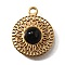 Natural Obsidian Pendants, Flat Round Charms, with 304 Stainless Steel Settings, Golden, 18.5x15.5x4~4.5mm, Hole: 1.9mm