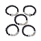 Natural Flower Amazonite & Lava Rock & Alloy Beaded Stretch Bracelet, Mixed Shapes, Inner Diameter: 2-3/8 inch(6cm)