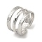Non-Tarnish 304 Stainless Steel Open Cuff Rings, Triple Lines, Stainless Steel Color, Inner Diameter: 18mm