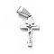 Non-Tarnish 304 Stainless Steel Pendants, Laser Cut, Cross, Stainless Steel Color, 21x12x1.5mm, Hole: 3.5x7mm