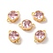 Real 18K Gold Plated Brass Cubic Zirconia Links Connectors, Cadmium Free & Nickel Free & Lead Free, Square, Pink, 11x7x4mm, Hole: 1.2mm