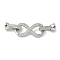 Brass Micro Pave Clear Cubic Zirconia Fold Over Clasps, Cadmium Free & Nickel Free & Lead Free, Infinity, Platinum, 39mm
