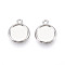 Tibetan Style Alloy Charms Cabochon Settings, Double-Sided, Cadmium Free & Lead Free, Flat Round, Antique Silver, Tray: 9mm, 14x11.5x2mm, Hole: 1.2mm