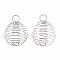 Non-Tarnish 304 Stainless Steel Wire Pendants, Spiral Bead Cage Pendants, Round, Stainless Steel Color, 28~30x24~25mm, Hole: 6mm