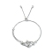 Adjustable Brass Macrame Pouch Bracelet Making for Stone Holder, Slider Bracelet, with 304 Stainless Steel Cable Chains & Brass Cubic Zirconia Charms, Flat Round, Platinum, Inner Diameter: 3/4~2-5/8 inch(2~6.7cm)