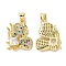 Brass Micro Pave Cubic Zirconia Pendants, Cadmium Free & Lead Free, Butterfly Charms, Real 18K Gold Plated, Colorful, 22x16x4mm, Hole: 3.5x4mm