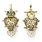Rack Plating Brass Cage Pendants, Nickel Free, For Chime Ball Pendant Necklaces Making, Owl, Antique Bronze, 51x29x20mm, Hole: 4x7mm, inner measure: 18x20mm