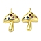 Rack Plating Brass Micro Pave Cubic Zirconia Pendants, Long-Lasting Plated, Real 18K Gold Plated, Cadmium Free & Lead Free,, Mushroom, 36.5x24x7.5mm, Hole: 4.8x3mm