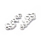 Eco-Friendly Rack Plating Brass Connector Charms, Long-Lasting Plated, Lead Free & Cadmium Free, Word, Platinum, 6x15x1.5mm, Hole: 1.2mm