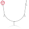 Anti-Tarnish 925 Sterling Silver Flat Round Pendant Necklaces for Women, Cable Chains Necklaces, Platinum, 14.96 inch(38cm)