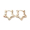 Brass Micro Pave Colorful Cubic Zirconia Hoop Earrings, Star, Light Gold, 21.5x23x4mm