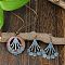 Alloy Enamel & Wood Pendant Necklaces & Dangle Earring Sets, Red Copper, Fan, 70x35mm