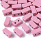 Spray Painted Alloy Multi-Strand Links, Cadmium Free & Lead Free, For Tile Elastic Bracelets Making, Trapezoid, Pink, 8x4x4.5mm, Hole: 1mm