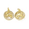 Real 18K Gold Plated Brass Micro Pave Clear Cubic Zirconia Pendants, Cadmium Free & Nickel Free & Lead Free, with Jump Ring, Ring with Constellation Charms, Capricorn, 18.5x16x3mm, Hole: 3.4mm