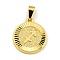 Brass Pendants, Cadmium Free & Nickel Free & Lead Free, Real 18K Gold Plated, Flat Round with Constellations, Sagittarius, 24x20.5x2mm, Hole: 8x3.5mm