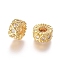 Brass Micro Pave Cubic Zirconia Spacer Beads, Flat Round, Clear, Real 18K Gold Plated, 9.5x5mm, Hole: 3.5mm