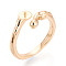 Brass Cuff Ring Settings, for Half Drilled Beads, Cadmium Free & Nickel Free & Lead Free, Real 18K Gold Plated, Pin: 0.8mm, 9~9.8mm, Inner Diameter: 16~17.1mm