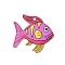Alloy Enamel Pendants, Fish Charm, Light Gold, Orchid, 23x25x1.5mm, Hole: 1.8mm