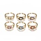 Brass Enamel Cuff Rings, Open Rings, Cadmium Free & Lead Free, Curb Chain Shape, Golden, Mixed Color, US Size 8 1/2(18.5mm)