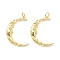 Brass Pendants, with Jump Ring, Long-Lasting Plated, Moon, Real 18K Gold Plated, 27x18x3mm, Jump Ring: 5x1mm, 3.5mm Inner Diameter 