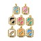 Brass Enamel Pendants, with Micro Pave Cubic Zirconia, Rectangle with Rainbow Charms, Cadmium Free & Nickel Free & Lead Free, Real 18K Gold Plated, Mixed Color, 24x19x3mm, Hole: 5x3.5mm