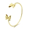 Rack Plating Brass Bowknot Open Cuff Bangles, Torque Bangles for Women, Cadmium Free & Lead Free, Long-Lasting Plated, Real 18K Gold Plated, Inner Diameter: 2-3/8 inch(6.05cm)