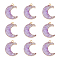 Opaque Resin Pendants, with Light Gold Plated Alloy Findings, Imitation Druzy Quartz, Moon, Purple, 24x16x5.5mm, Hole: 1.8mm