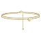 Heart Brass with Crystal Rhinestone Anklets, Golden, Letter V, 9-1/8 inch(230mm)