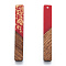 Opaque Resin & Walnut Wood Big Pendants, with Gold Foil, Rectangle Charm, Dark Red, 51.5x7.5x3mm, Hole: 1.8mm