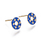 Brass Micro Pave Cubic Zirconia Ear Studs, with Enamel, Donut, Clear, Golden, Blue, 9.5~10mm, Pin: 0.7mm