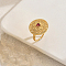 Geometric Hollow Flat Round Brass Pave Cubic Zirconia Finger Rings for Women, Golden, Red, 22mm, Inner Diameter: 16mm~18mm