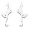 Non-Tarnish 201 Stainless Steel Connector Charms, Frog, Stainless Steel Color, 46x23x1mm, Hole: 1.5mm