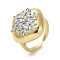 Rack Plating Brass Micro Pave Cubic Zirconia Cuff Finger Rings for Women, Cadmium Free & Lead Free, Long-Lasting Plated, Real 18K Gold Plated, 21.5mm, Inner Diameter: adjustable