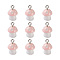 Plastic Pendants, with Platinum Plated Iron Loop, Mushroom with Polka Dots, White, 17.5x11.5x12mm, Hole: 1.5mm