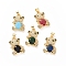Brass Cubic Zirconia Pendants, Cadmium Free & Lead Free, Golden, Bear Charms, Mixed Color, 25x16x6mm, Hole: 4x5mm