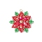 Christmas Glass Seed Beaded Snowflake Pendants, with Glass & 304 Stainless Steel Loop, Faceted, Red, 25x28x6mm, Hole: 3mm