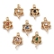 Glass Connector Charms, Brass Clear Cubic Zirconia Flower Links, Cadmium Free & Nickel Free & Lead Free, Mixed Color, Light Gold, 18.5x11.5x5mm, Hole: 1.4mm and 1.8mm