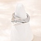 Brass Micro Pave Cubic Zirconia Adjustable Cuff Rings, Cadmium Free & Lead Free, Platinum, 13mm, Inner Diameter: Adjustable