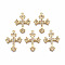 Brass Micro Pave Clear Cubic Zirconia Pendants, Nickel Free, Cross, Real 18K Gold Plated, 26x19x2mm, Hole: 1.2mm