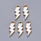 Alloy Enamel Pendants, Lightning Bolt, Light Gold, White, 20x7x1.5mm, Hole: 2mm