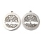 Non-Tarnish 316L Surgical Stainless Steel Pendants, Laser Cut, Flat Round with Tree of Life Charms, Stainless Steel Color, 20x18x1mm, Hole: 1.4mm